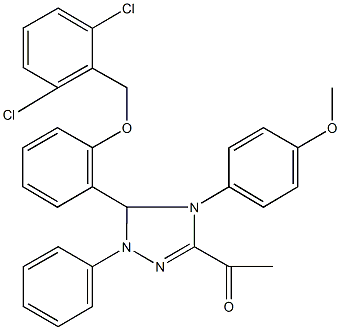 1-[5-{2-[(2,6-dichlorobenzyl)oxy]phenyl}-4-(4-methoxyphenyl)-1-phenyl-4,5-dihydro-1H-1,2,4-triazol-3-yl]ethanone Struktur