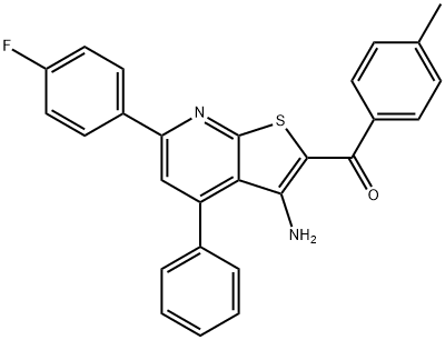 [3-amino-6-(4-fluorophenyl)-4-phenylthieno[2,3-b]pyridin-2-yl](4-methylphenyl)methanone Struktur