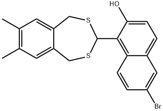 6-bromo-1-(7,8-dimethyl-1,5-dihydro-2,4-benzodithiepin-3-yl)-2-naphthol Struktur