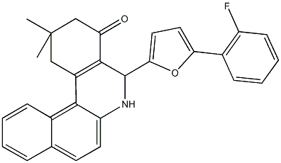 5-[5-(2-fluorophenyl)-2-furyl]-2,2-dimethyl-2,3,5,6-tetrahydrobenzo[a]phenanthridin-4(1H)-one Struktur