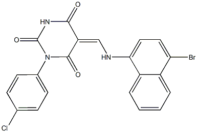 5-{[(4-bromo-1-naphthyl)amino]methylene}-1-(4-chlorophenyl)-2,4,6(1H,3H,5H)-pyrimidinetrione Struktur