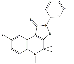 8-chloro-4,4,5-trimethyl-2-(3-methylphenyl)-4,5-dihydroisothiazolo[5,4-c]quinoline-1(2H)-thione Struktur