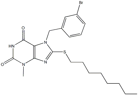 7-(3-bromobenzyl)-3-methyl-8-(octylsulfanyl)-3,7-dihydro-1H-purine-2,6-dione Struktur