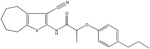 N-(3-cyano-5,6,7,8-tetrahydro-4H-cyclohepta[b]thiophen-2-yl)-2-(4-propylphenoxy)propanamide Struktur