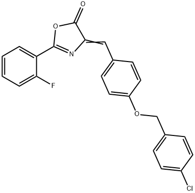 4-{4-[(4-chlorobenzyl)oxy]benzylidene}-2-(2-fluorophenyl)-1,3-oxazol-5(4H)-one Struktur