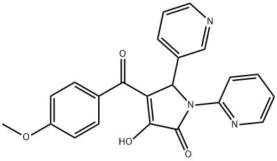 3-hydroxy-4-(4-methoxybenzoyl)-1-(2-pyridinyl)-5-(3-pyridinyl)-1,5-dihydro-2H-pyrrol-2-one Struktur