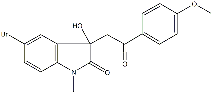 5-bromo-3-hydroxy-3-[2-(4-methoxyphenyl)-2-oxoethyl]-1-methyl-1,3-dihydro-2H-indol-2-one Struktur