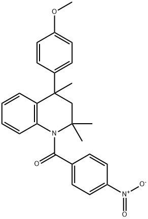 1-{4-nitrobenzoyl}-4-(4-methoxyphenyl)-2,2,4-trimethyl-1,2,3,4-tetrahydroquinoline Struktur