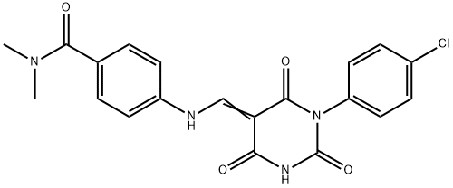 4-{[(1-(4-chlorophenyl)-2,4,6-trioxotetrahydro-5(2H)-pyrimidinylidene)methyl]amino}-N,N-dimethylbenzamide Struktur