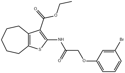 ethyl 2-{[(3-bromophenoxy)acetyl]amino}-5,6,7,8-tetrahydro-4H-cyclohepta[b]thiophene-3-carboxylate Struktur