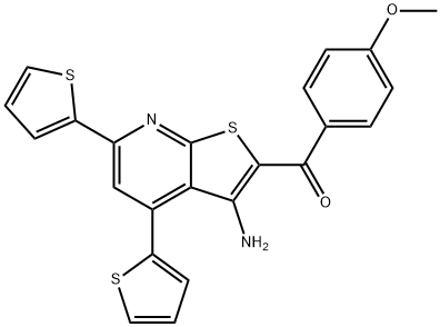 [3-amino-4,6-di(2-thienyl)thieno[2,3-b]pyridin-2-yl](4-methoxyphenyl)methanone Struktur