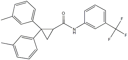 2,2-bis(3-methylphenyl)-N-[3-(trifluoromethyl)phenyl]cyclopropanecarboxamide Struktur