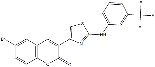 6-bromo-3-(2-{[3-(trifluoromethyl)phenyl]amino}-1,3-thiazol-4-yl)-2H-chromen-2-one Struktur