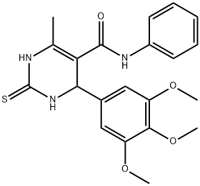 6-methyl-N-phenyl-2-thioxo-4-(3,4,5-trimethoxyphenyl)-1,2,3,4-tetrahydro-5-pyrimidinecarboxamide Struktur