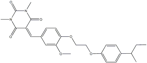 5-{4-[2-(4-sec-butylphenoxy)ethoxy]-3-methoxybenzylidene}-1,3-dimethyl-2,4,6(1H,3H,5H)-pyrimidinetrione Struktur