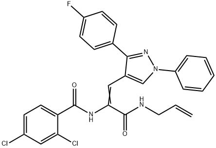 N-{1-[(allylamino)carbonyl]-2-[3-(4-fluorophenyl)-1-phenyl-1H-pyrazol-4-yl]vinyl}-2,4-dichlorobenzamide Struktur