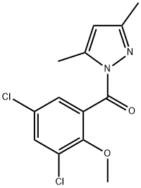 2,4-dichloro-6-[(3,5-dimethyl-1H-pyrazol-1-yl)carbonyl]phenyl methyl ether Struktur