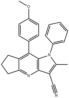 8-(4-methoxyphenyl)-2-methyl-1-phenyl-1,5,6,7-tetrahydrocyclopenta[b]pyrrolo[2,3-e]pyridine-3-carbonitrile Struktur