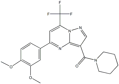 5-(3,4-dimethoxyphenyl)-3-(1-piperidinylcarbonyl)-7-(trifluoromethyl)pyrazolo[1,5-a]pyrimidine Struktur