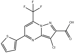 3-chloro-5-(2-thienyl)-7-(trifluoromethyl)pyrazolo[1,5-a]pyrimidine-2-carboxylic acid Struktur