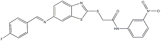 2-({6-[(4-fluorobenzylidene)amino]-1,3-benzothiazol-2-yl}sulfanyl)-N-{3-nitrophenyl}acetamide Struktur