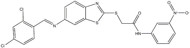 2-({6-[(2,4-dichlorobenzylidene)amino]-1,3-benzothiazol-2-yl}sulfanyl)-N-{3-nitrophenyl}acetamide Struktur