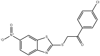 1-(4-chlorophenyl)-2-({6-nitro-1,3-benzothiazol-2-yl}sulfanyl)ethanone Struktur