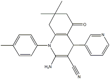 2-amino-7,7-dimethyl-1-(4-methylphenyl)-5-oxo-4-(3-pyridinyl)-1,4,5,6,7,8-hexahydro-3-quinolinecarbonitrile Struktur