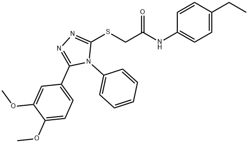 2-{[5-(3,4-dimethoxyphenyl)-4-phenyl-4H-1,2,4-triazol-3-yl]sulfanyl}-N-(4-ethylphenyl)acetamide Struktur