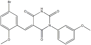 5-(5-bromo-2-methoxybenzylidene)-1-(3-methoxyphenyl)-2,4,6(1H,3H,5H)-pyrimidinetrione Struktur