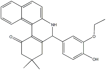 5-(3-ethoxy-4-hydroxyphenyl)-3,3-dimethyl-3,4,5,6-tetrahydrobenzo[a]phenanthridin-1(2H)-one Struktur