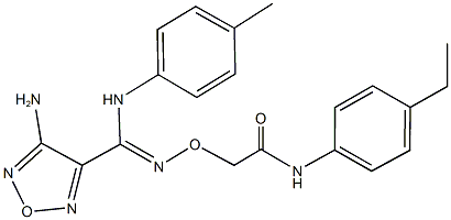 2-({[(4-amino-1,2,5-oxadiazol-3-yl)(4-toluidino)methylene]amino}oxy)-N-(4-ethylphenyl)acetamide Struktur