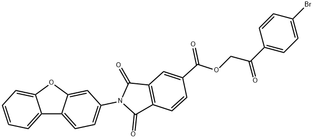 2-(4-bromophenyl)-2-oxoethyl 2-dibenzo[b,d]furan-3-yl-1,3-dioxo-5-isoindolinecarboxylate Struktur