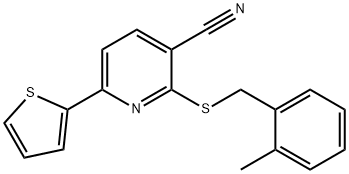 2-[(2-methylbenzyl)sulfanyl]-6-(2-thienyl)nicotinonitrile Struktur