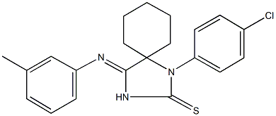 1-(4-chlorophenyl)-4-[(3-methylphenyl)imino]-1,3-diazaspiro[4.5]decane-2-thione Struktur