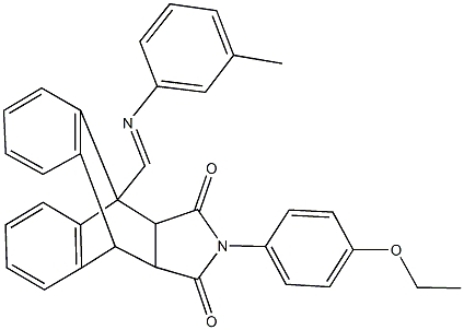 17-(4-ethoxyphenyl)-1-{(E)-[(3-methylphenyl)imino]methyl}-17-azapentacyclo[6.6.5.0~2,7~.0~9,14~.0~15,19~]nonadeca-2,4,6,9,11,13-hexaene-16,18-dione Struktur