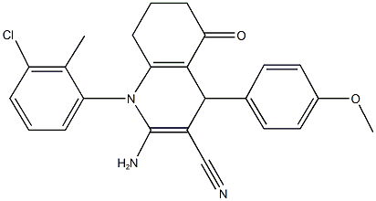 2-amino-1-(3-chloro-2-methylphenyl)-4-(4-methoxyphenyl)-5-oxo-1,4,5,6,7,8-hexahydro-3-quinolinecarbonitrile Struktur