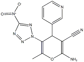 2-amino-5-{5-nitro-2H-tetraazol-2-yl}-6-methyl-4-pyridin-3-yl-4H-pyran-3-carbonitrile Struktur