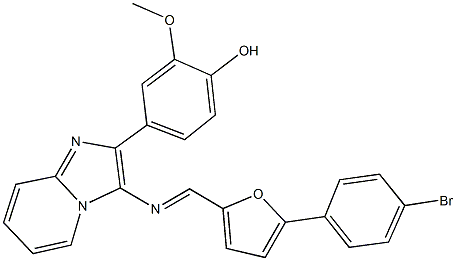 4-[3-({[5-(4-bromophenyl)-2-furyl]methylene}amino)imidazo[1,2-a]pyridin-2-yl]-2-methoxyphenol Struktur