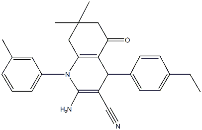 2-amino-4-(4-ethylphenyl)-7,7-dimethyl-1-(3-methylphenyl)-5-oxo-1,4,5,6,7,8-hexahydro-3-quinolinecarbonitrile Struktur