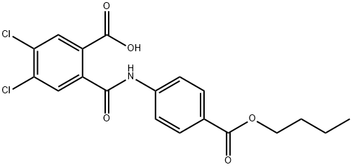 2-{[4-(butoxycarbonyl)anilino]carbonyl}-4,5-dichlorobenzoic acid Struktur