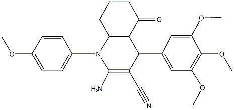 2-amino-1-(4-methoxyphenyl)-5-oxo-4-(3,4,5-trimethoxyphenyl)-1,4,5,6,7,8-hexahydro-3-quinolinecarbonitrile Struktur