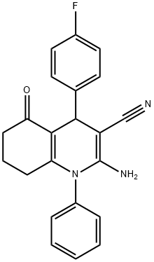 2-amino-4-(4-fluorophenyl)-5-oxo-1-phenyl-1,4,5,6,7,8-hexahydro-3-quinolinecarbonitrile Struktur