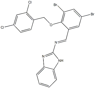 N-(1H-benzimidazol-2-yl)-N-{3,5-dibromo-2-[(2,4-dichlorobenzyl)oxy]benzylidene}amine Struktur