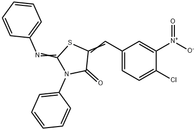 5-{4-chloro-3-nitrobenzylidene}-3-phenyl-2-(phenylimino)-1,3-thiazolidin-4-one Struktur