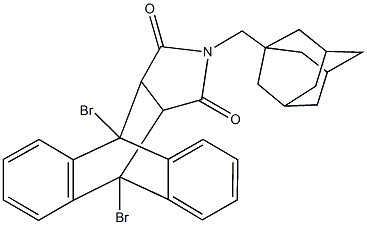 17-(1-adamantylmethyl)-1,8-dibromo-17-azapentacyclo[6.6.5.0~2,7~.0~9,14~.0~15,19~]nonadeca-2,4,6,9,11,13-hexaene-16,18-dione Struktur