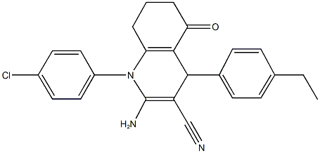 2-amino-1-(4-chlorophenyl)-4-(4-ethylphenyl)-5-oxo-1,4,5,6,7,8-hexahydro-3-quinolinecarbonitrile Struktur