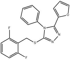 3-[(2,6-difluorobenzyl)sulfanyl]-5-(2-furyl)-4-phenyl-4H-1,2,4-triazole Struktur