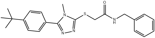 N-benzyl-2-{[5-(4-tert-butylphenyl)-4-methyl-4H-1,2,4-triazol-3-yl]sulfanyl}acetamide Struktur