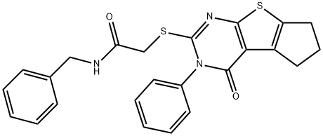 N-benzyl-2-[(4-oxo-3-phenyl-3,5,6,7-tetrahydro-4H-cyclopenta[4,5]thieno[2,3-d]pyrimidin-2-yl)sulfanyl]acetamide Struktur